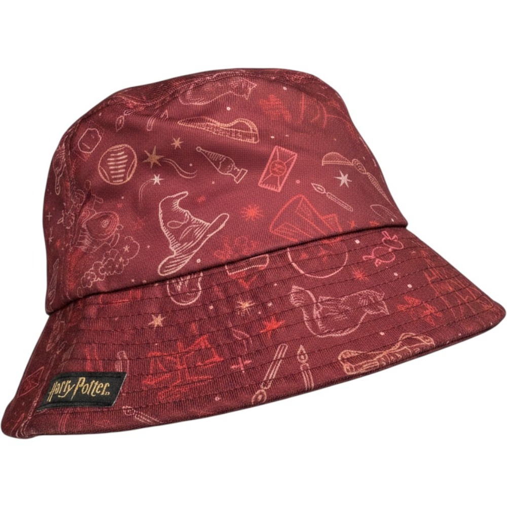 Harry Potter Bucket Hat OS Maroon Polyester Wizarding World Icons Sun Cap Gift